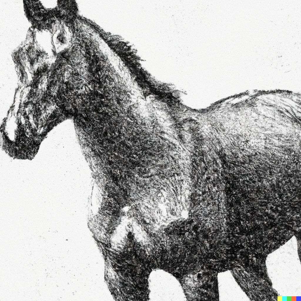 a horse, stipple drawing